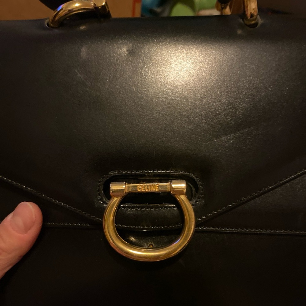 Celine Black Shoulder Bag with Gold Hardware